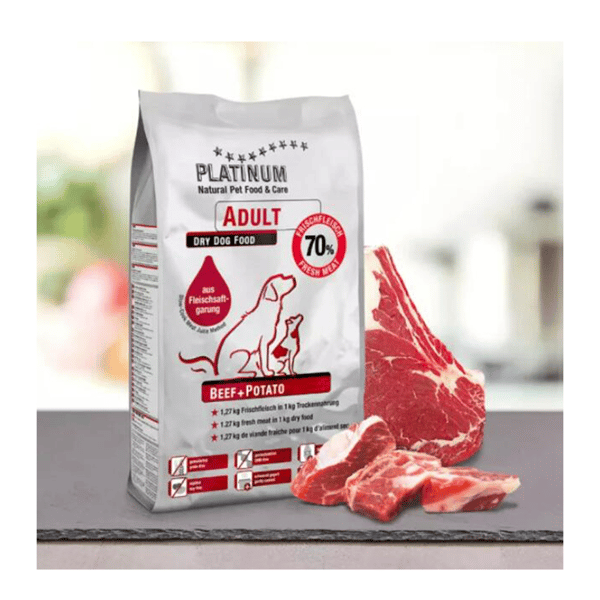 PLATINUM PLATINUM 狗糧 無穀物成犬配方 鮮牛肉 + 馬鈴薯 30kg 或 30kg 正面圖