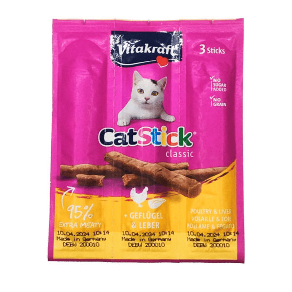 Vitakraft 貓零食 肉條 雞肉+肝條 6g*3條 (圖片1)