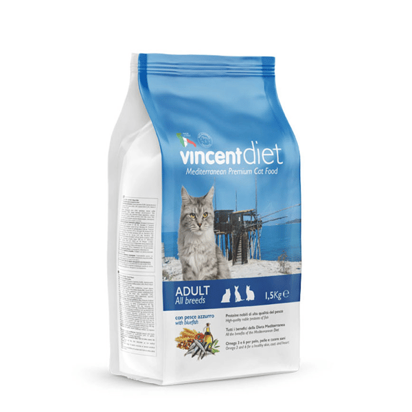 Vincent Diet 貓糧堡 貓糧 成貓全品種完整均衡營養配方 意大利製造 藍魚味 1.5kg (圖片1)