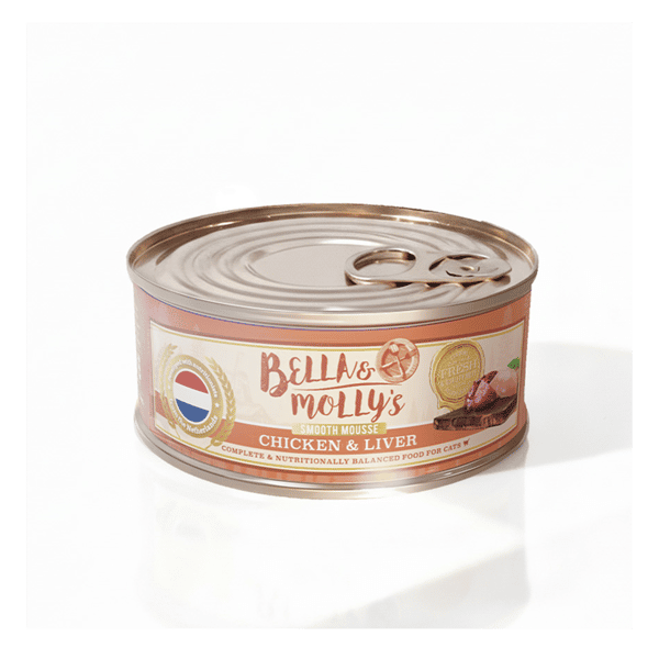 Bella & Molly's Bella & Molly's 荷蘭罐 貓罐頭 AAFCO 主食罐 護眼配方 雞肉及雞肝慕絲 156g 156g 正面圖