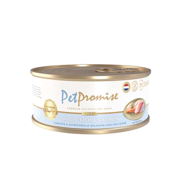 Pet Promise 貓罐頭 荷蘭罐 AAFCO 主食罐 白魚及三文魚肉醬 80g - 限時試食價 (圖片3)