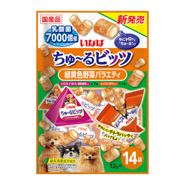 CIAO 狗零食 7000億乳酸菌 夾心餅 健康野菜味 12g×14袋 (DS-330) (圖片1)