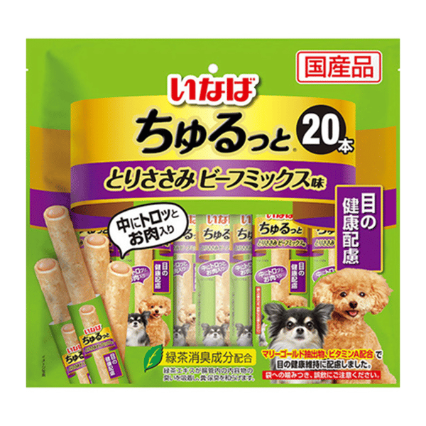 CIAO 狗零食 眼睛健康夾心卷 雞肉牛肉混合味 20本 (DS-76) (圖片1)