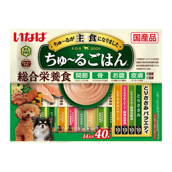 CIAO 狗肉泥 主食肉醬系列 雞肉及野菜及牛肉及芝士味 14g×40本 (DS-255) (圖片1)