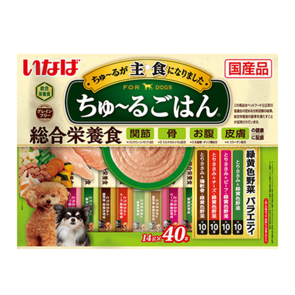 CIAO 狗肉泥 主食肉醬系列 雞肉及野菜及牛肉及芝士及雞軟骨味 14g×40本 (DS-266) (圖片1)
