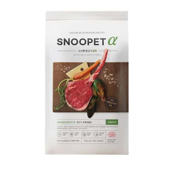 Snoopet Snoopet α 狗糧 關節強化有機配方 鮮羊肉+青口+蔬菜 8kg 8kg  正面圖