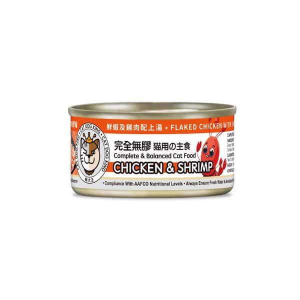 貓犬王 貓犬王 貓罐頭 鮮蝦及雞肉肉絲湯主食罐 80g 80g 正面圖