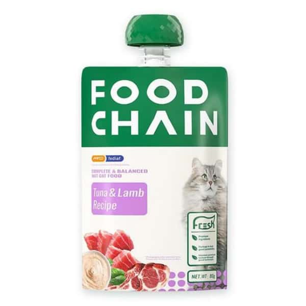 FOOD CHAIN 全營養貓用生骨肉主食醬包 吞拿魚+羊肉 80g (FC10042/FC10028_48) (圖片1)