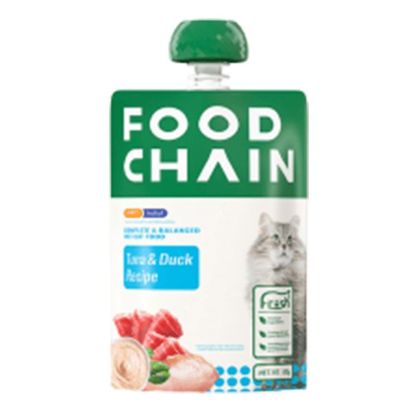 FOOD CHAIN 全營養貓用生骨肉主食醬包 吞拿魚+鴨肉 80g (FC10066 / FC10011_48) (圖片1)