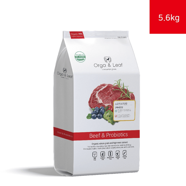 Orga & Leaf 狗糧 ⽜魔王 + 益⽣菌成⽝配⽅ 5.6kg (圖片1)