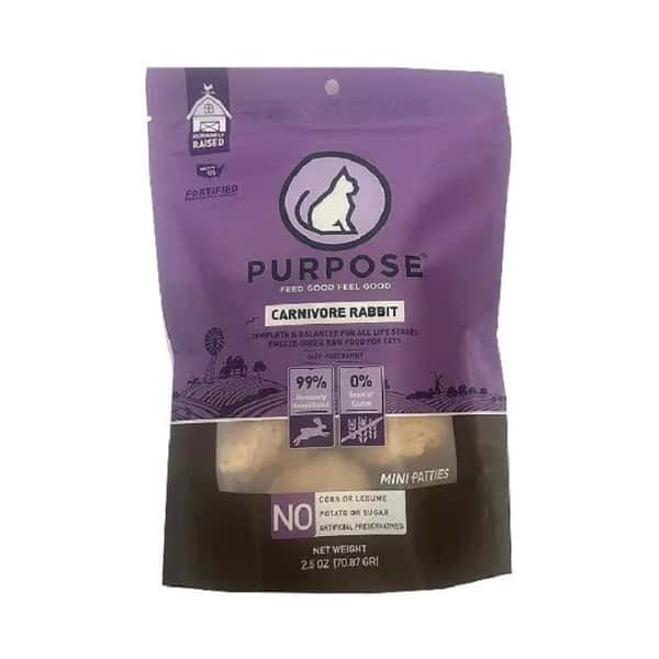 PURPOSE PURPOSE 貓糧 凍乾脫水生肉肉餅 單一蛋白 兔肉 2.5oz 5oz 正面圖
