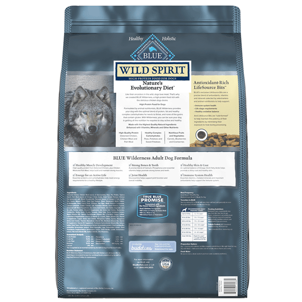 BLUE BLUE BUFFALO 狗糧 成犬 雞肉配方 13lb 13lb 背面圖