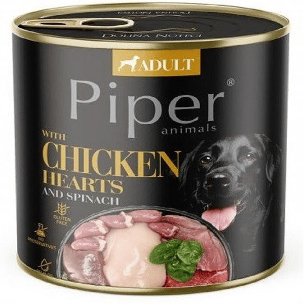 Piper 黑鑽狗罐頭系列 成犬配方 雞心+菠菜 400g (PCH400) (圖片1)