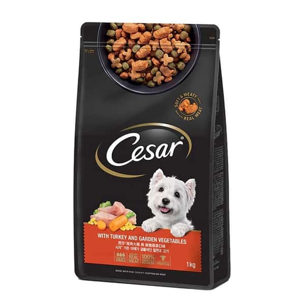 Cesar西莎 Cesar西莎 狗糧 精緻乾糧系列 經典火雞與鮮脆蔬菜口味 1kg 1kg 正面圖