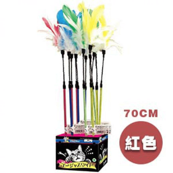 DoggyMan DoggyMan 動感羽毛帶鈴鐺逗貓棒 70cm 正面圖