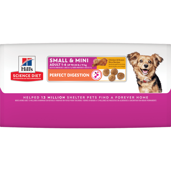 Hills Hills 狗糧 完美消化系列 小型及迷你成犬1-6配方 雞肉與糙米 3.5lbs 5lb  背面圖