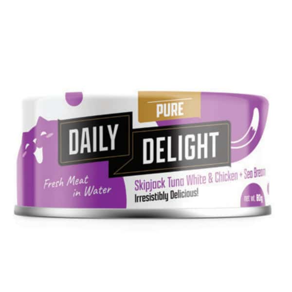 Daily Delight Pure肉絲系列 貓罐頭 海鯛魚+白鰹吞拿魚+雞肉 80g (DD44) (圖片1)