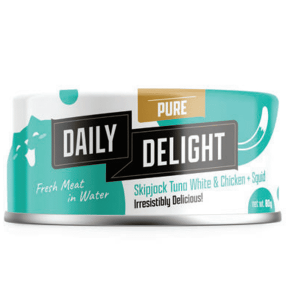 Daily Delight Pure肉絲系列 貓罐頭 魷魚+白鰹吞拿魚+雞肉 80g (DD46) (圖片1)