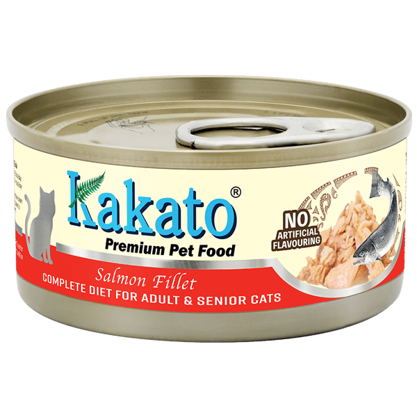 Kakato Kakato 貓罐頭 全營養單一蛋白主食罐 成貓及高齡貓配方 三文魚 70g 70g 正面圖