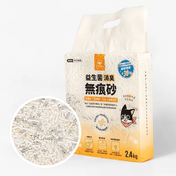 汪喵星球 貓砂 DogCatStar 益生菌消臭無痕混合砂 (條型豆腐砂＋木薯砂) 2.4kg (GC835) (圖片1)