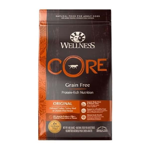 WELLNESS WELLNESS CORE 狗糧 無穀物 經典原味配方 去骨火雞及雞肉 24lb 24lb 正面圖