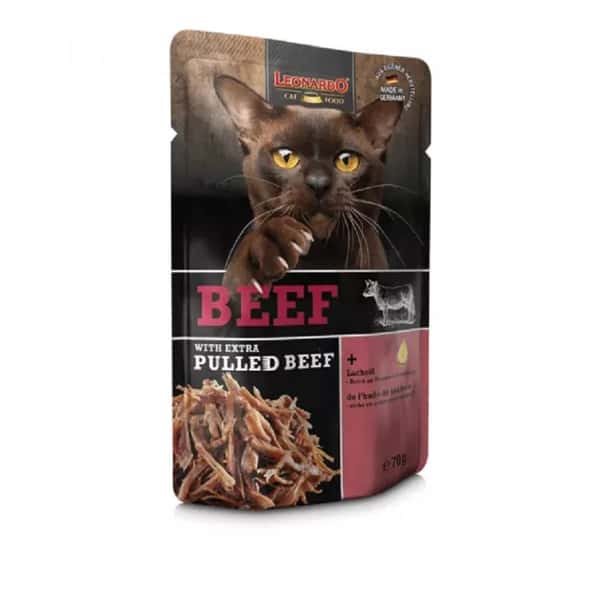 Leonardo 貓濕糧 手撕肉餐包系列 牛肉+牛肉絲 70g (圖片1)
