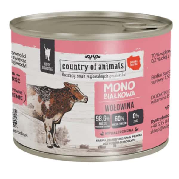 Country Country of animals 貓罐頭 單一蛋白罐 牛肉 200g 200g  正面圖