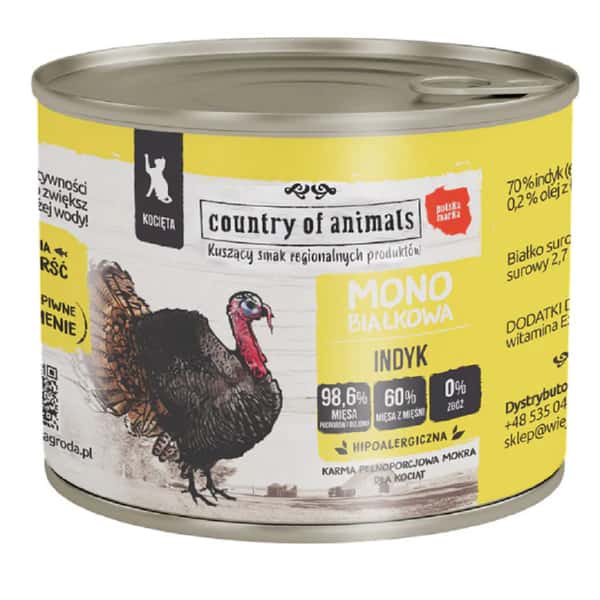 Country Country of animals 貓罐頭 單一蛋白罐 火雞 200g 200g  正面圖