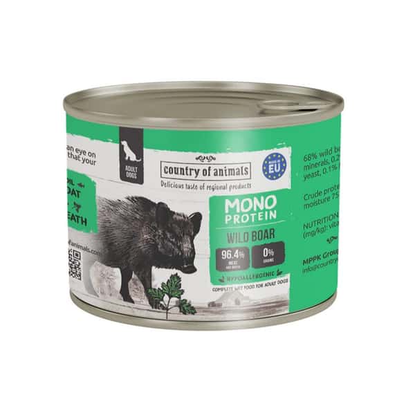 Country Country of animals 狗罐頭 單一蛋白罐 野豬 200g 200g  正面圖