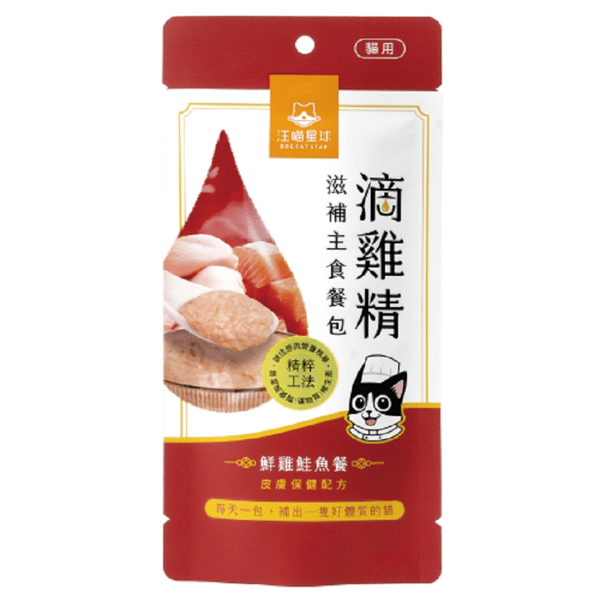汪喵星球 貓餐包 DogCatStar 滴雞精滋補主食餐包 皮膚保健 鮮雞鮭魚餐 40g (FM289) (圖片1)