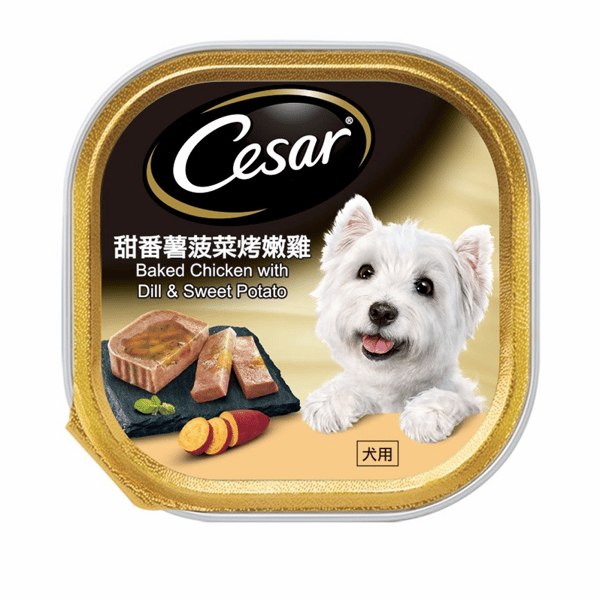 Cesar西莎 鋁罐狗罐頭 星級美饌系列 甜薯菠菜烤雞 100g (10408285) (圖片1)