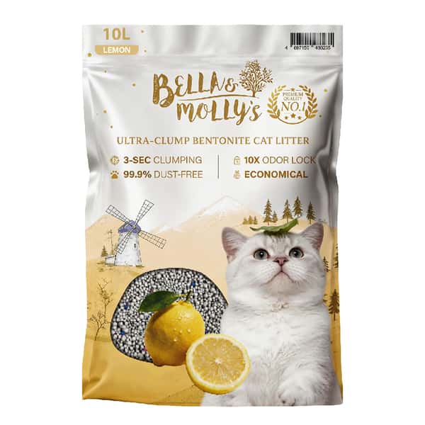Bella & Molly's Bella & Molly's貝莉 極速超結團高級礦物貓砂 檸檬味 10L 10L 正面圖
