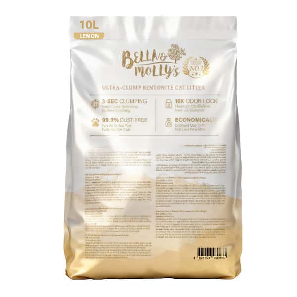 Bella & Molly's Bella & Molly's貝莉 極速超結團高級礦物貓砂 檸檬味 10L 10L 正面圖