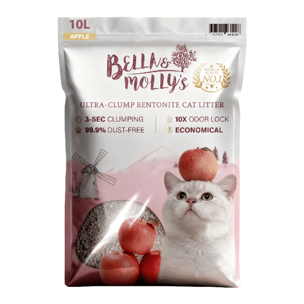 Bella & Molly's Bella & Molly's貝莉 極速超結團高級礦物貓砂 蘋果味 10L 10L  正面圖