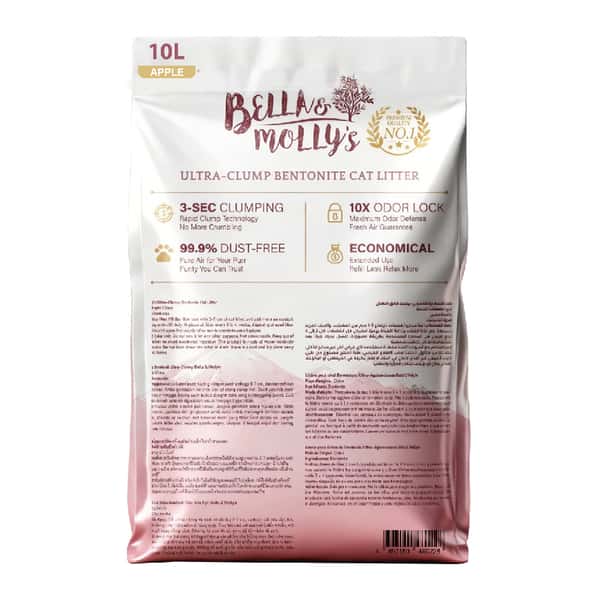 Bella & Molly's Bella & Molly's貝莉 極速超結團高級礦物貓砂 蘋果味 10L 10L  正面圖