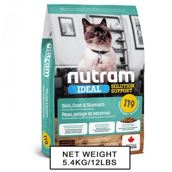 nutram nutram IDEAL紐頓 敏感腸胃及皮膚配方貓糧 I19 5.4kg 4kg  正面圖