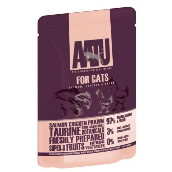 AATU AATU 貓濕糧 主食配方 雞肉+三文魚 85g 85g  正面圖