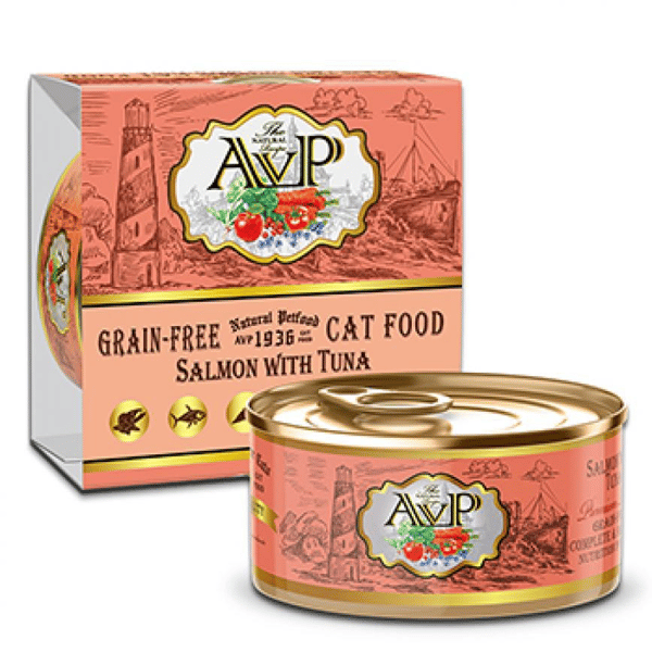 AVP愛威堡 AVP愛威堡 全貓主食罐 三文魚及吞拿魚 Salmon with Tuna 85g 85g  正面圖