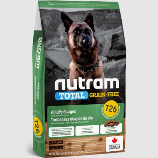 nutram紐頓 nutram紐頓 狗糧 無薯無穀糧大型犬 羊肉及豆莢 Lamb & Legumes T26 11.4kg 4kg  正面圖