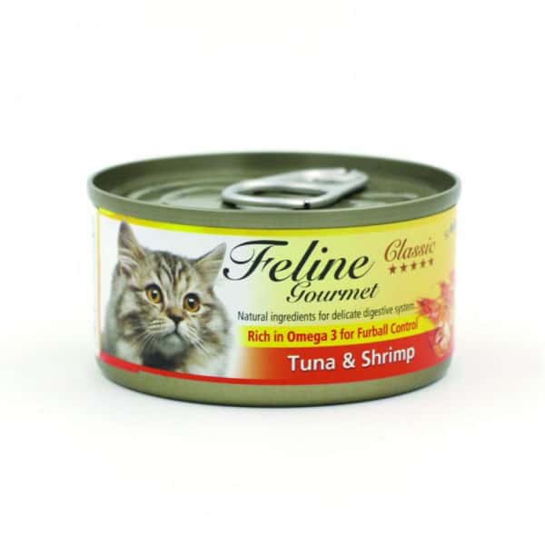 Feline Gourmet 貓罐頭去毛球配方 吞拿魚及蝦 80g (FG80-6) (圖片1)