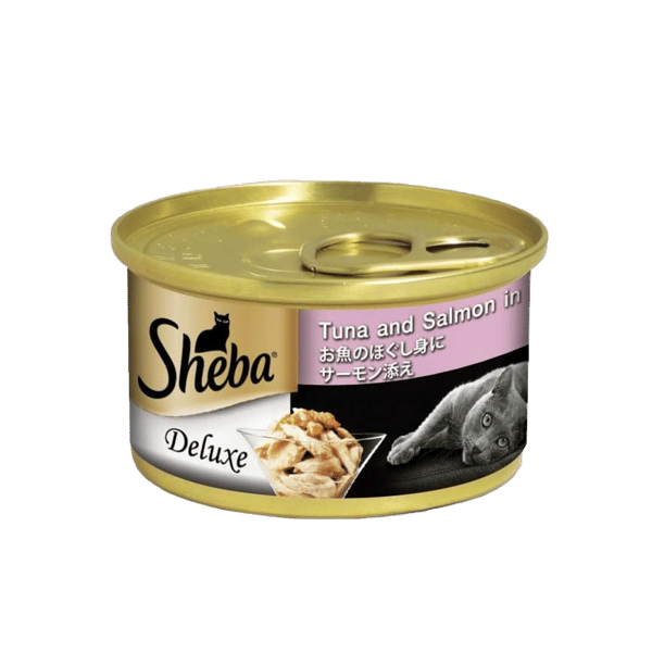 Sheba Sheba 日系貓罐頭 湯汁吞拿魚加三文魚 85g 肉色 85g 正面圖