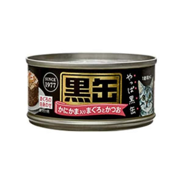 AIXIA AIXIA 愛喜雅 貓罐頭 黑缶系列 金槍魚鰹魚加蟹肉棒 80g 80g 正面圖