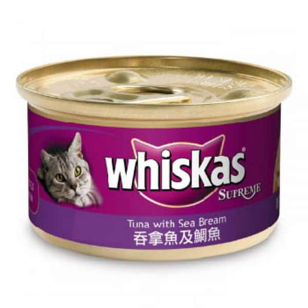 whiskas偉嘉 極品貓罐頭 吞拿魚及鯛魚 85g (圖片1)