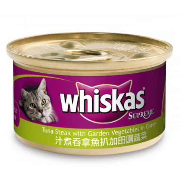 whiskas偉嘉 極品貓罐頭 汁煮吞拿魚扒加田園蔬菜 85g (ET43940) (圖片1)