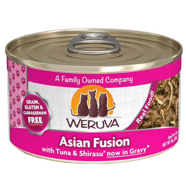 WeRuVa 貓罐頭 主食罐 野生吞拿魚及日式白飯魚 Asian Fusion 85g (桃紅) (001062) (圖片1)