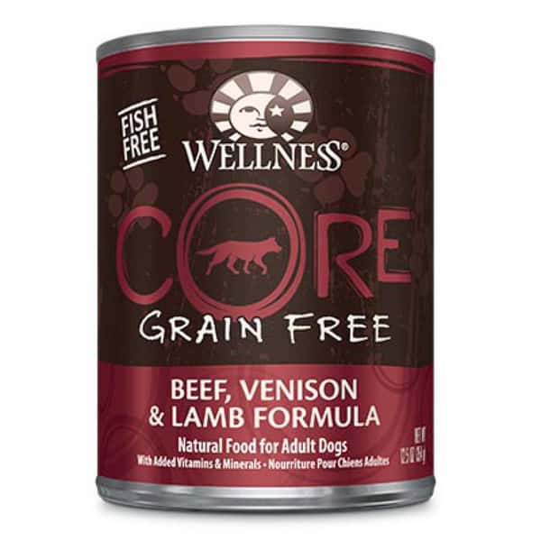 WELLNESS WELLNESS CORE 狗罐頭 無穀物狗罐頭 牛肉、鹿肉拼羊肉配方 12.5oz 5oz  正面圖