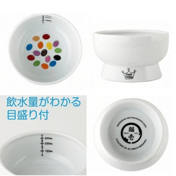 日本猫壱 necoichi ペット 陶瓷闊圓寵物水碗 (糖果款) (貓犬用) DC-0704-SC01 (圖片1)