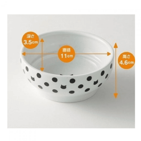 日本猫壱 necoichi ペット 陶瓷平底寵物糧食碗 (波點款) (貓犬用) (圖片3)