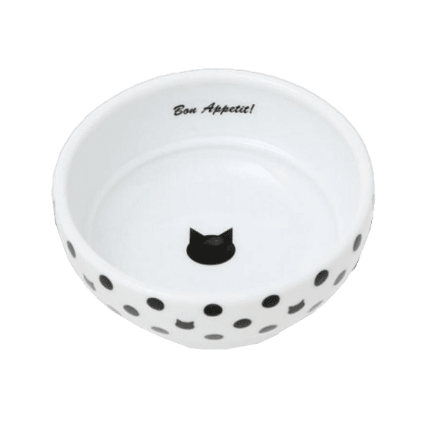 日本猫壱 necoichi ペット 陶瓷平底寵物糧食碗 (波點款) (貓犬用) (圖片1)
