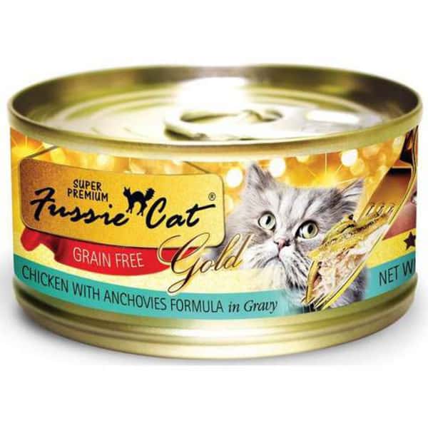Fussie Fussie Cat 貓罐頭 金鑽 雞肉+白魚 Chicken with Small Anchovies in Gravy 80g 80g 正面圖
